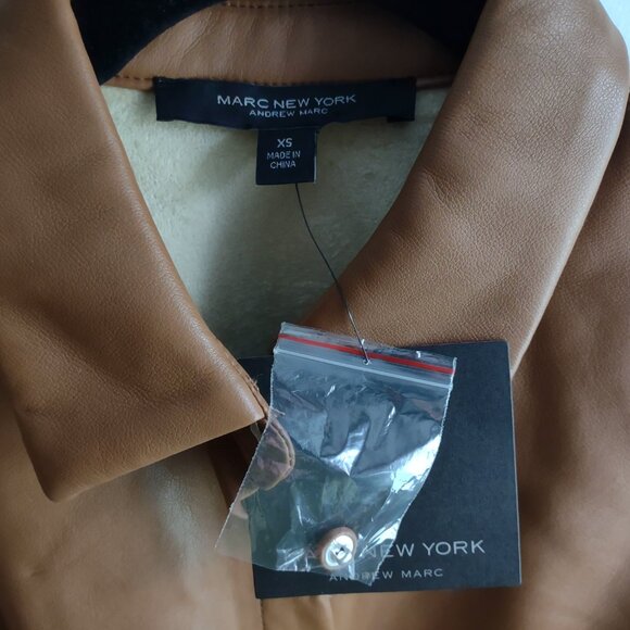 Marc New York - faux leather puff sleeve button down shirt - NWT - size XS - Picture 2 of 10